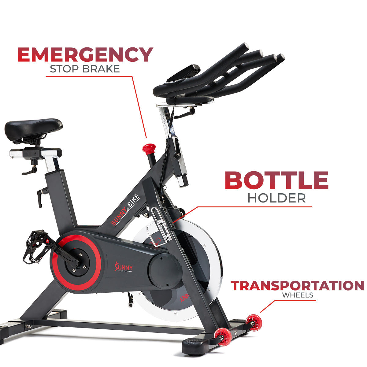 Sunny Health & Fitness Premium Smart Magnetic Belt Drive Indoor Cycling Exercise Bike with 40LB Flywheel