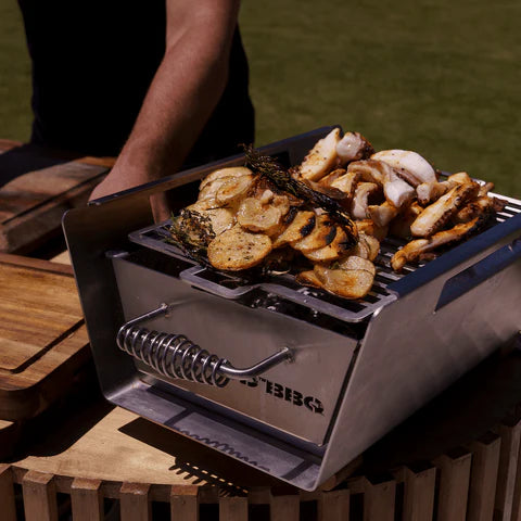 Tagwood BBQ Table Top Warming Brazier | Stainless steel and Acacia wood | BBQ07SS--