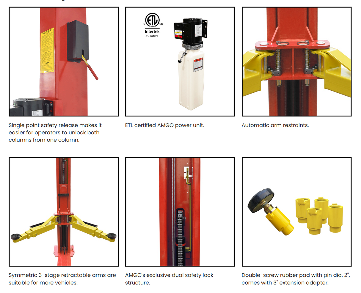 AMGO BP-9X 9,000 lbs 2 Post Lift - BP-9X