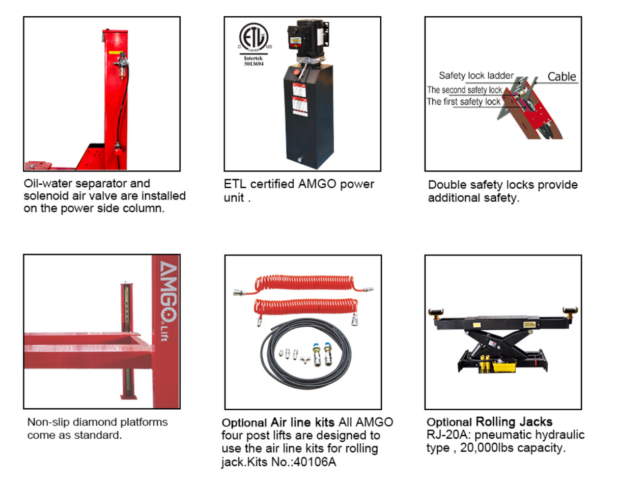 AMGO PRO-30 Heavy-Duty 30,000 lbs 4 Post Lift