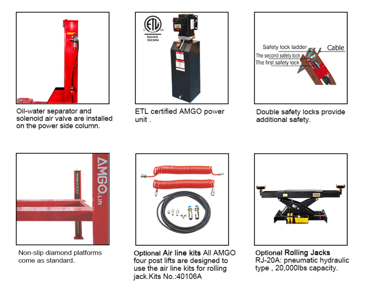 AMGO PRO-40E (Extra Length) 40,000 lbs 4 Post Lift
