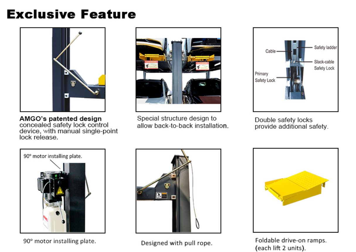 AMGO 408-HP 8,000 lbs 4 Post Parking Lift