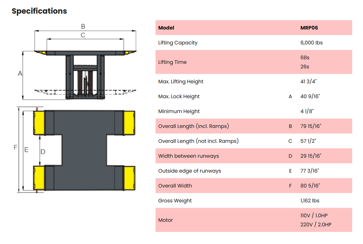 AMGO MRP06 Portable 6,000Lbs Mid Rise Lift