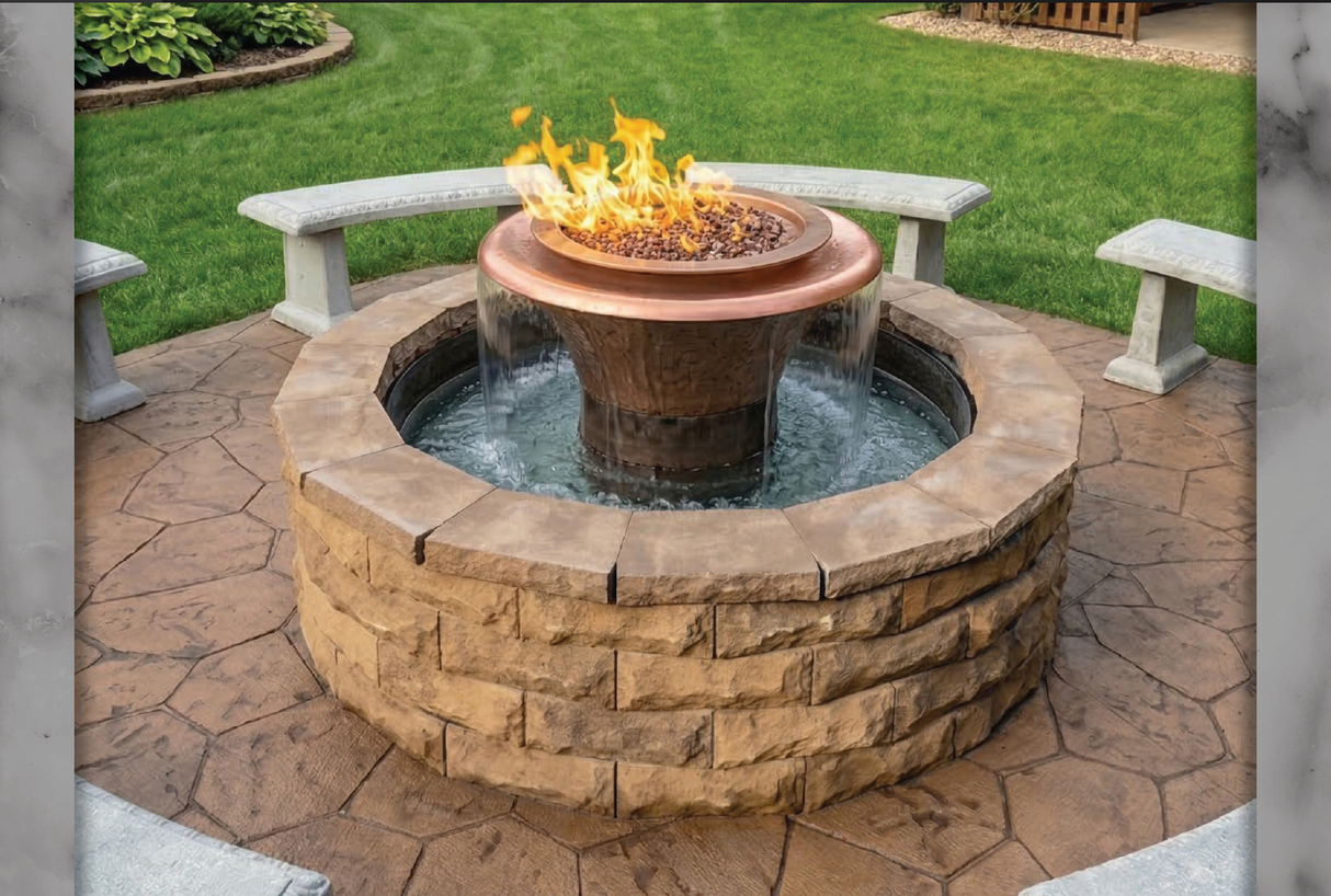 The Outdoor Plus Olympian Round 360° Copper Fire & Water Bowl plus Free Cover