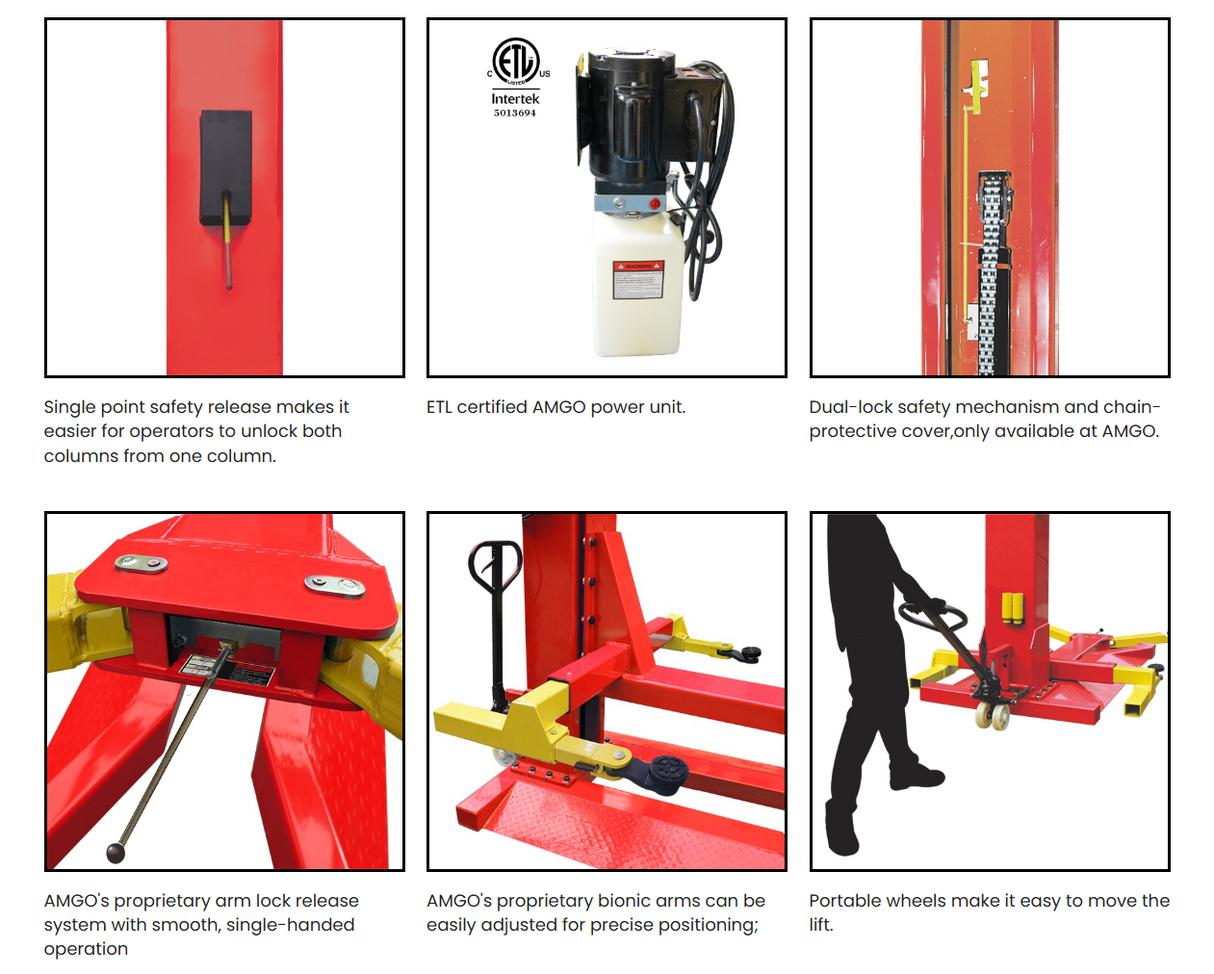 AMGO SML-7 7,000 lbs Single Post Lift