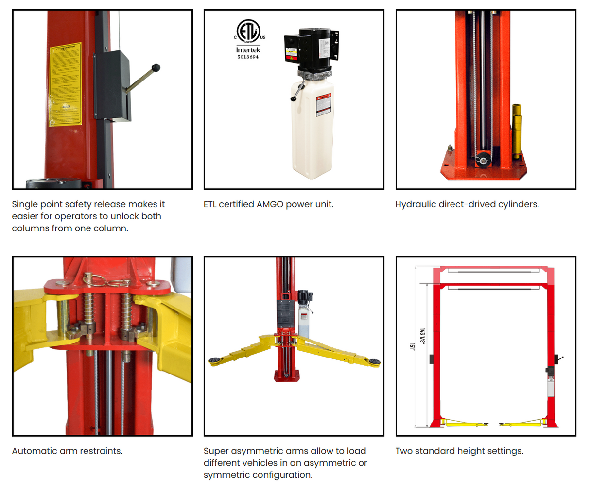 AMGO OH-10 10,000 lbs 2 Post Lift