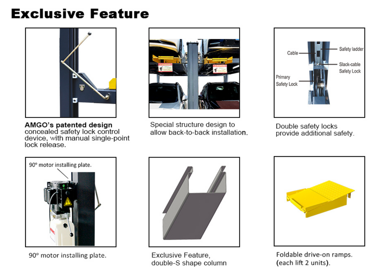 AMGO 407-P 7,000 lbs 4 Post Parking Lift