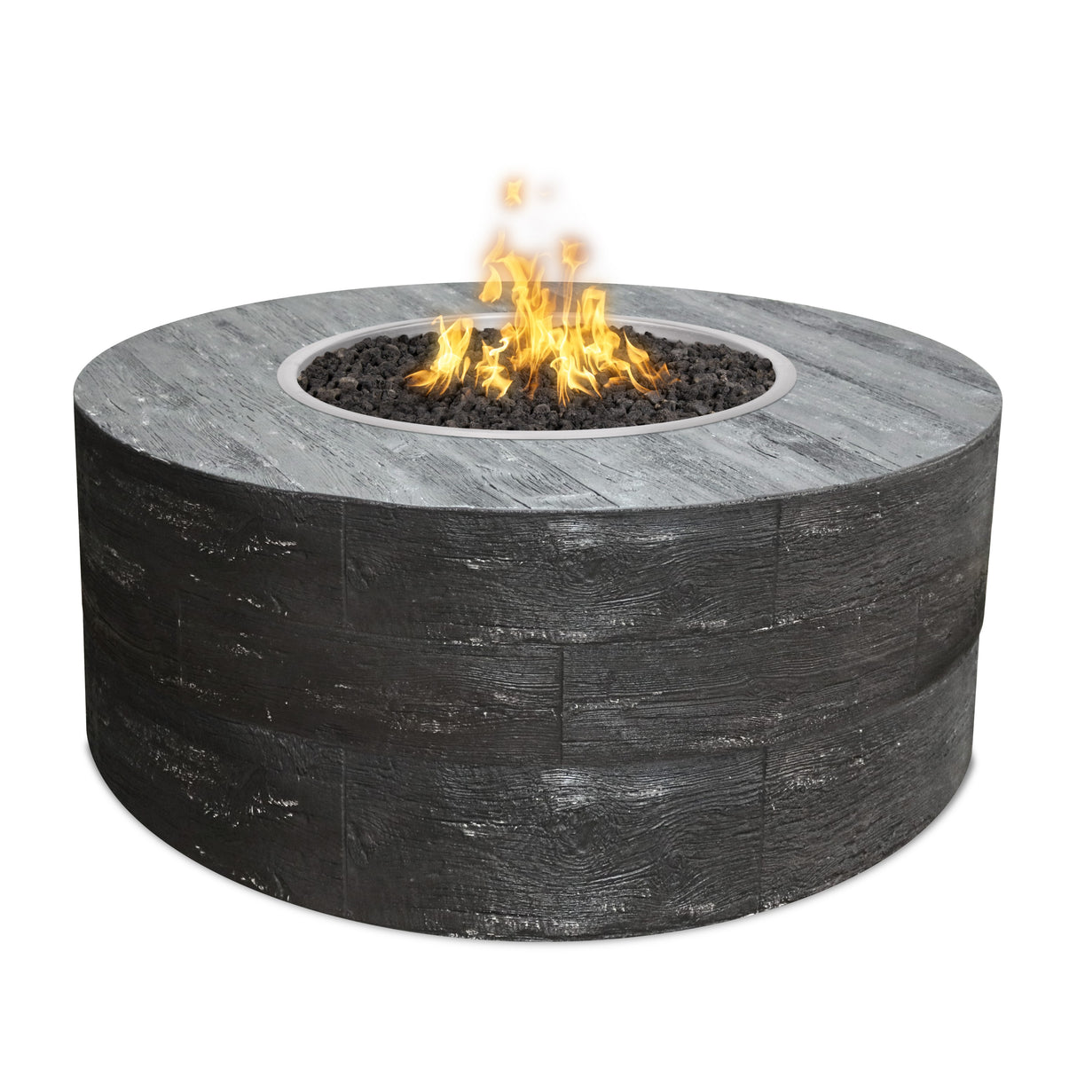 The Outdoor Plus Sequoia Wood Grain Concrete Fire Pit plus Free Cover