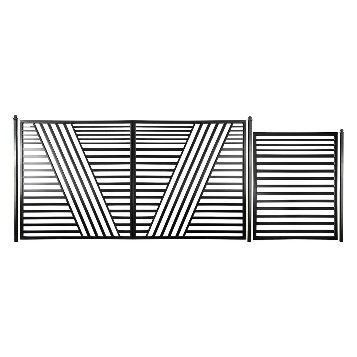 Aleko Steel Dual Swing Driveway Gate with Pedestrian Gate – Sofia Style - 18 ft.