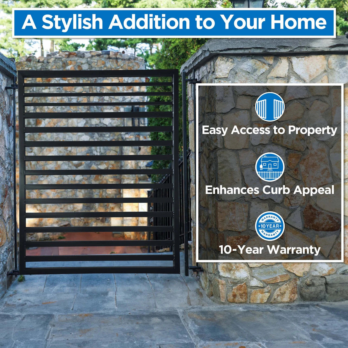 Aleko Steel Dual Swing Driveway Gate with Pedestrian Gate – Sofia Style - 12 ft.