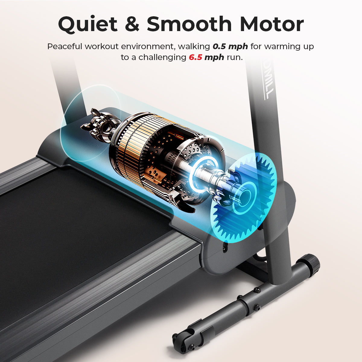 Sunny Health Fitness Compact Motorized Smart Treadmill with Easy Assembly & Folding