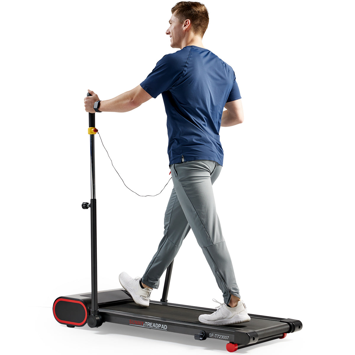 Sunny Health & Fitness Under Desk Walking Pad Smart Treadmill With Hiking Pole
