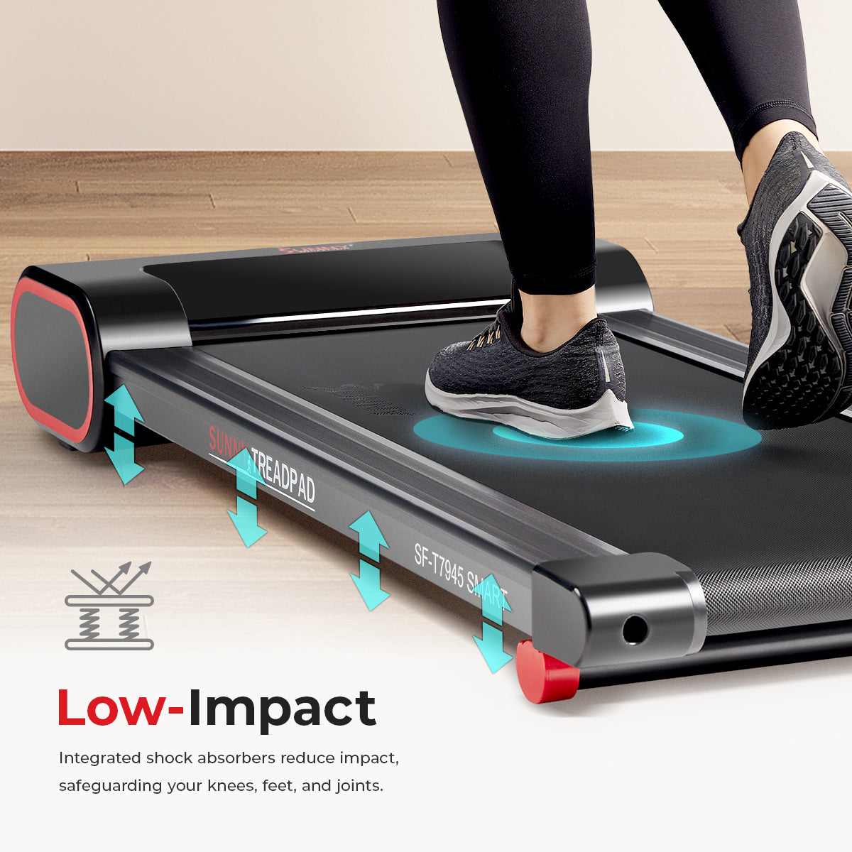 Sunny Health & Fitness Under Desk Walking Pad Smart Treadmill