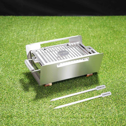 Tagwood BBQ Table Top Warming Brazier | Stainless steel and Acacia wood | BBQ07SS--