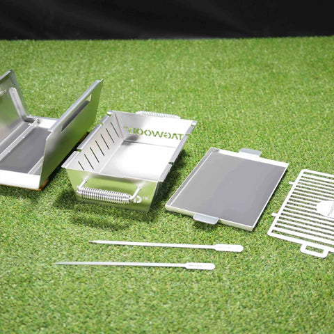 Tagwood BBQ Table Top Warming Brazier | Stainless steel and Acacia wood | BBQ07SS--