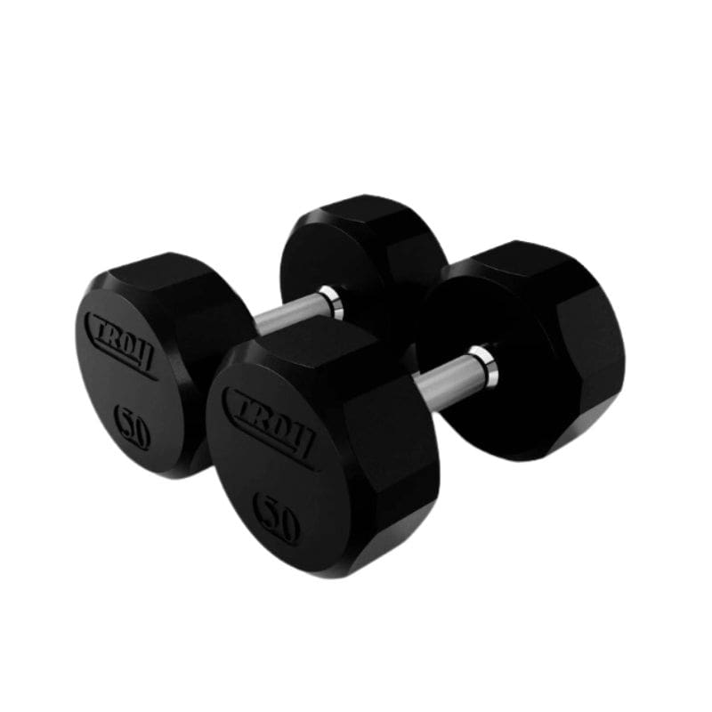 Troy TSD-R 12-Sided Rubber Encased Dumbbell Sets (5 lb Increments)