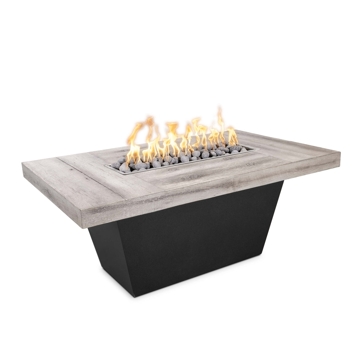 The Outdoor Plus Tacoma Wood Grain Concrete and Steel Fire Table plus Free Cover
