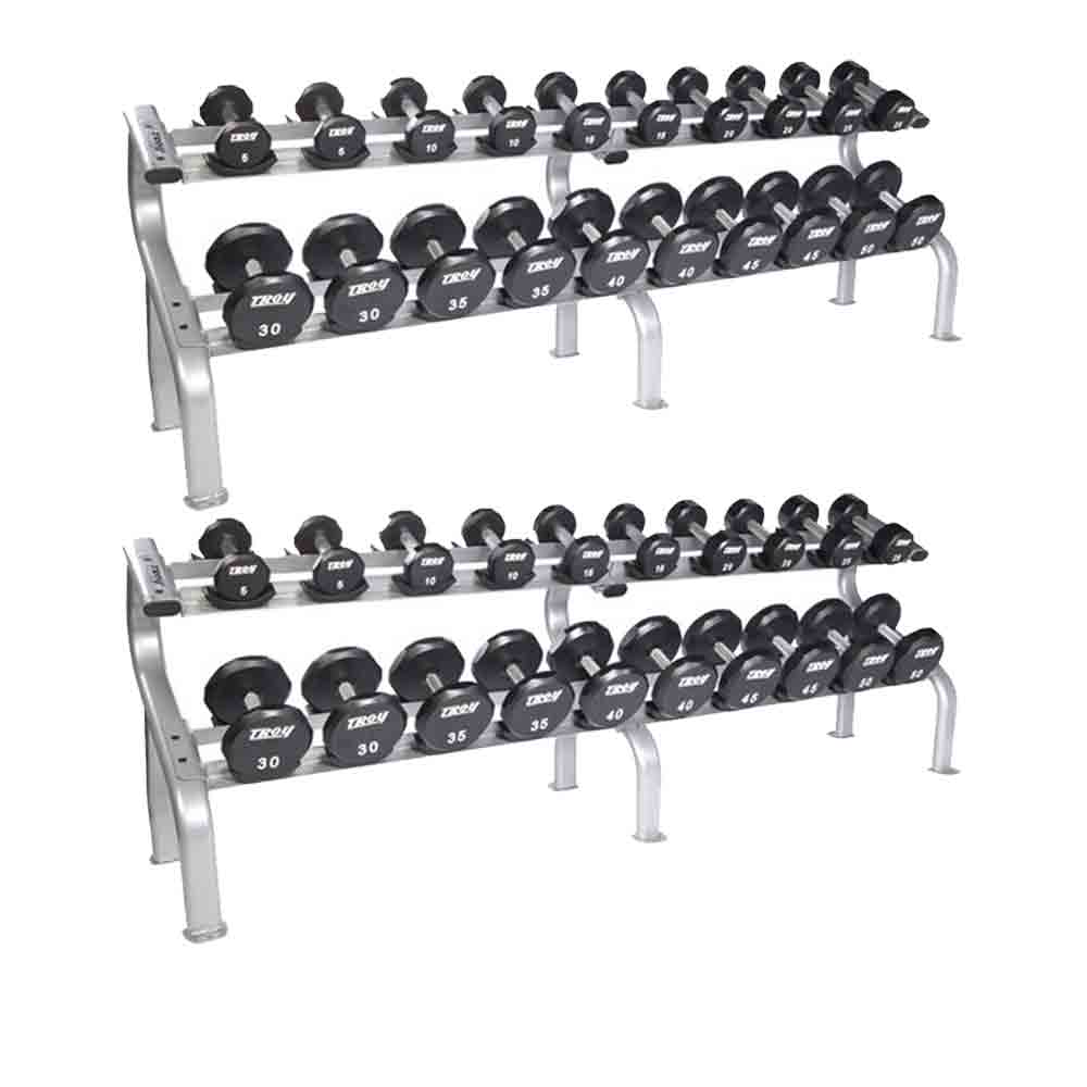 Troy 12 Sided Premium Urethane Dumbbell Set & Rack