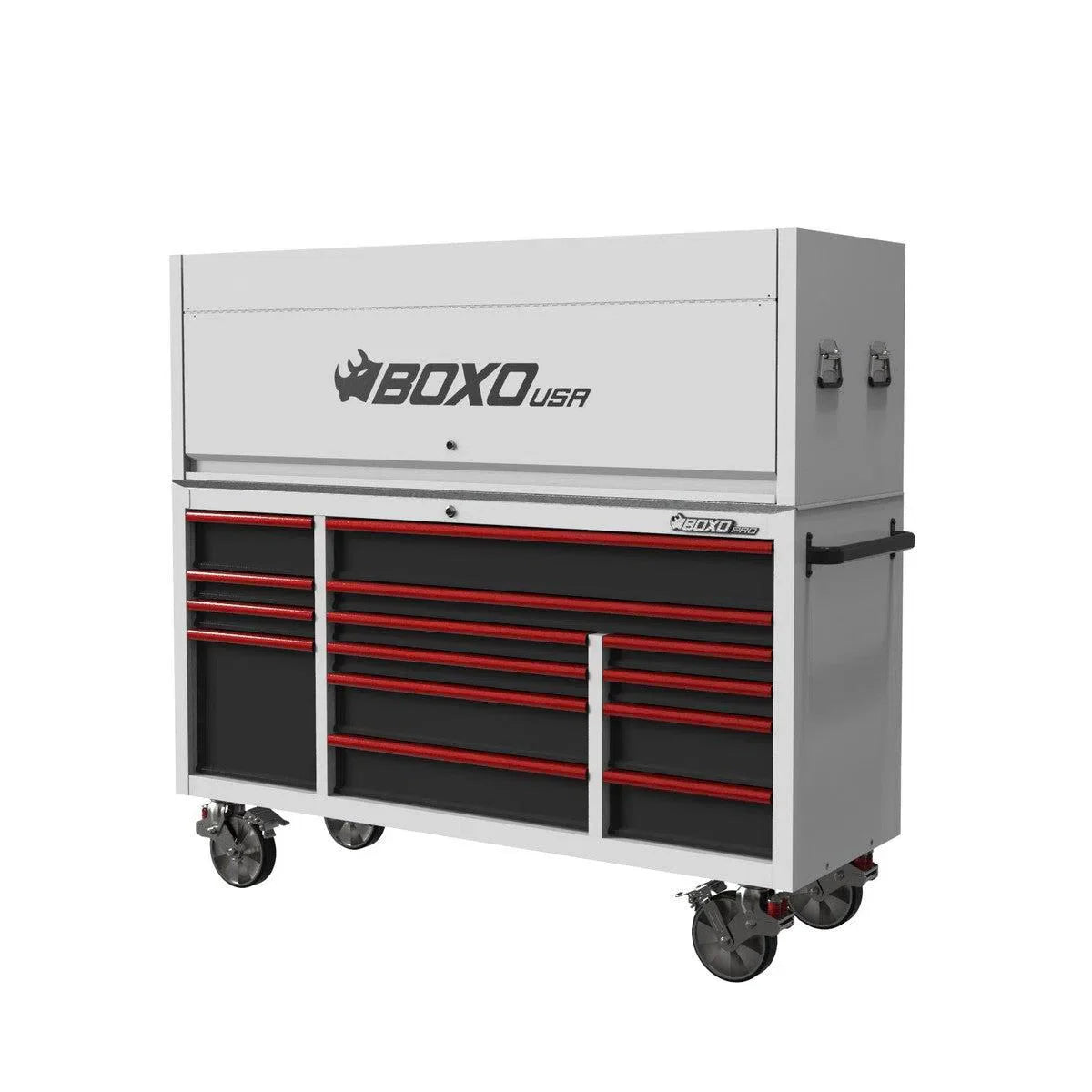 Boxo Pro Series | 72" 14-Drawer Garage Top Rolling Tool Box | White