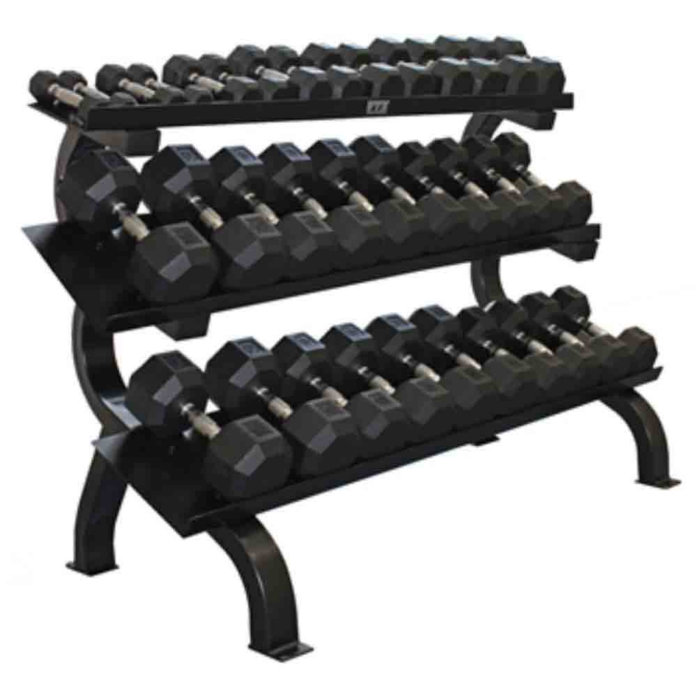 USA Dumbbell Set 5-75 lb (Hex Rubber) with Rack