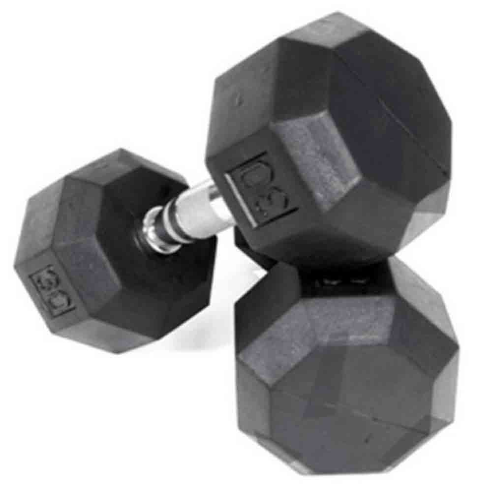 VTX by Troy 5 lb to 100 lb 8 Sided Rubber Encased Dumbbell Set with Rack