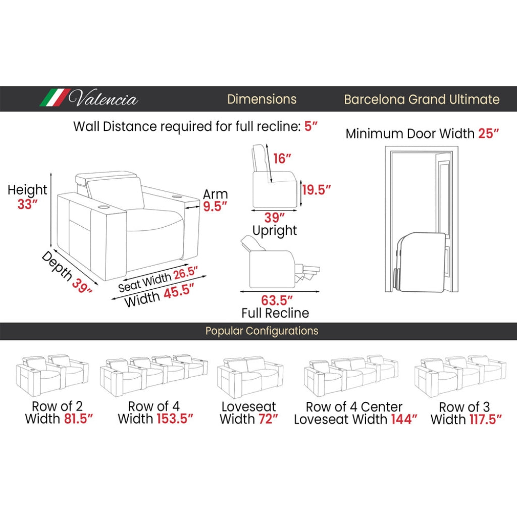 Valencia Barcelona Grand Ultimate Luxury Edition Home Theater Seating