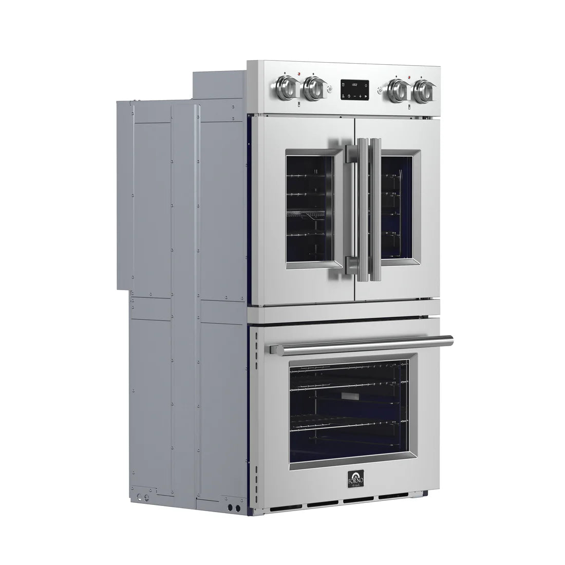 FORNO Gallico 30" 7.36 cu. ft. French Door Double Electric Wall Oven with Telescopic Racks, Air Fry, Self-Clean and Sous Vide, FBOEL1388-30