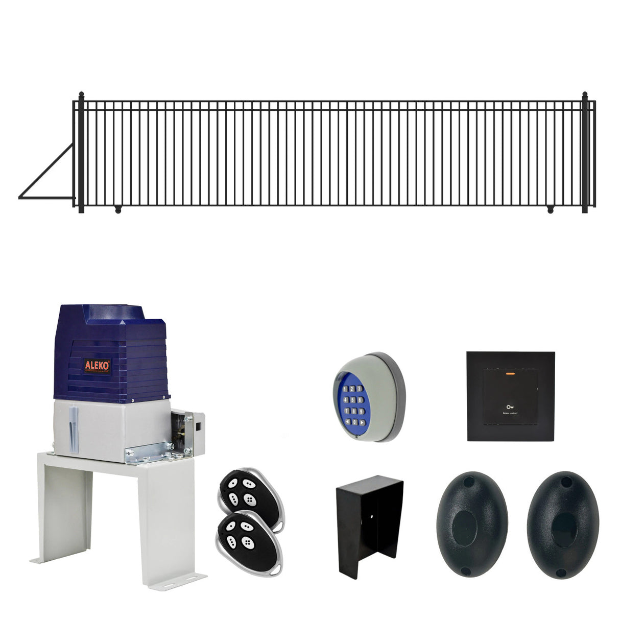 Aleko Automated Steel Sliding Driveway Gate and Gate Opener Complete Kit – MADRID Style – 30 x 6 Feet