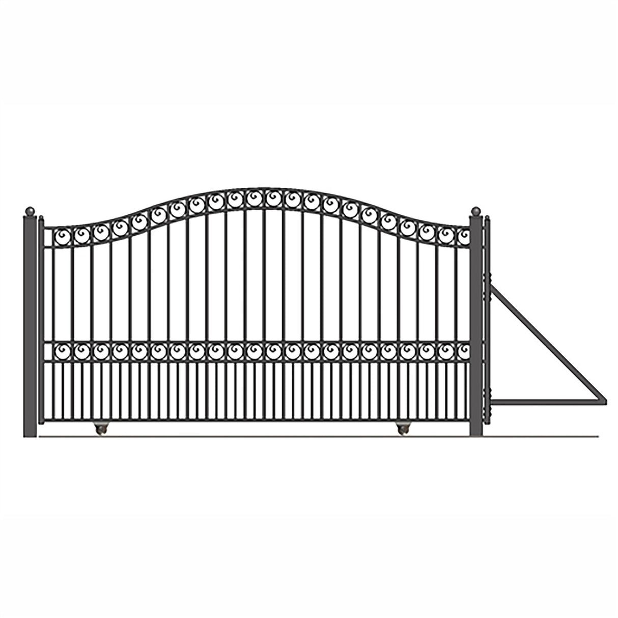 Aleko Steel Sliding Driveway Gate - 18 ft with Pedestrian Gate - 5 ft - PARIS Style