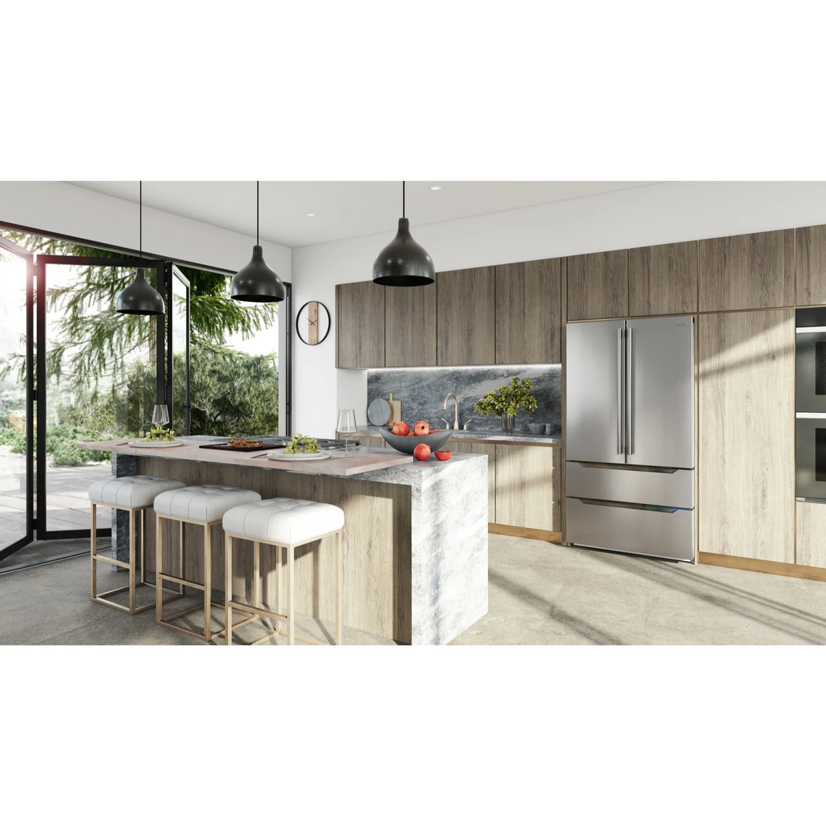 KoolMore 22.5 Cu. ft. French Door Refrigerator, Deep Freezer, 4 Door Stainless-Steel Fridge