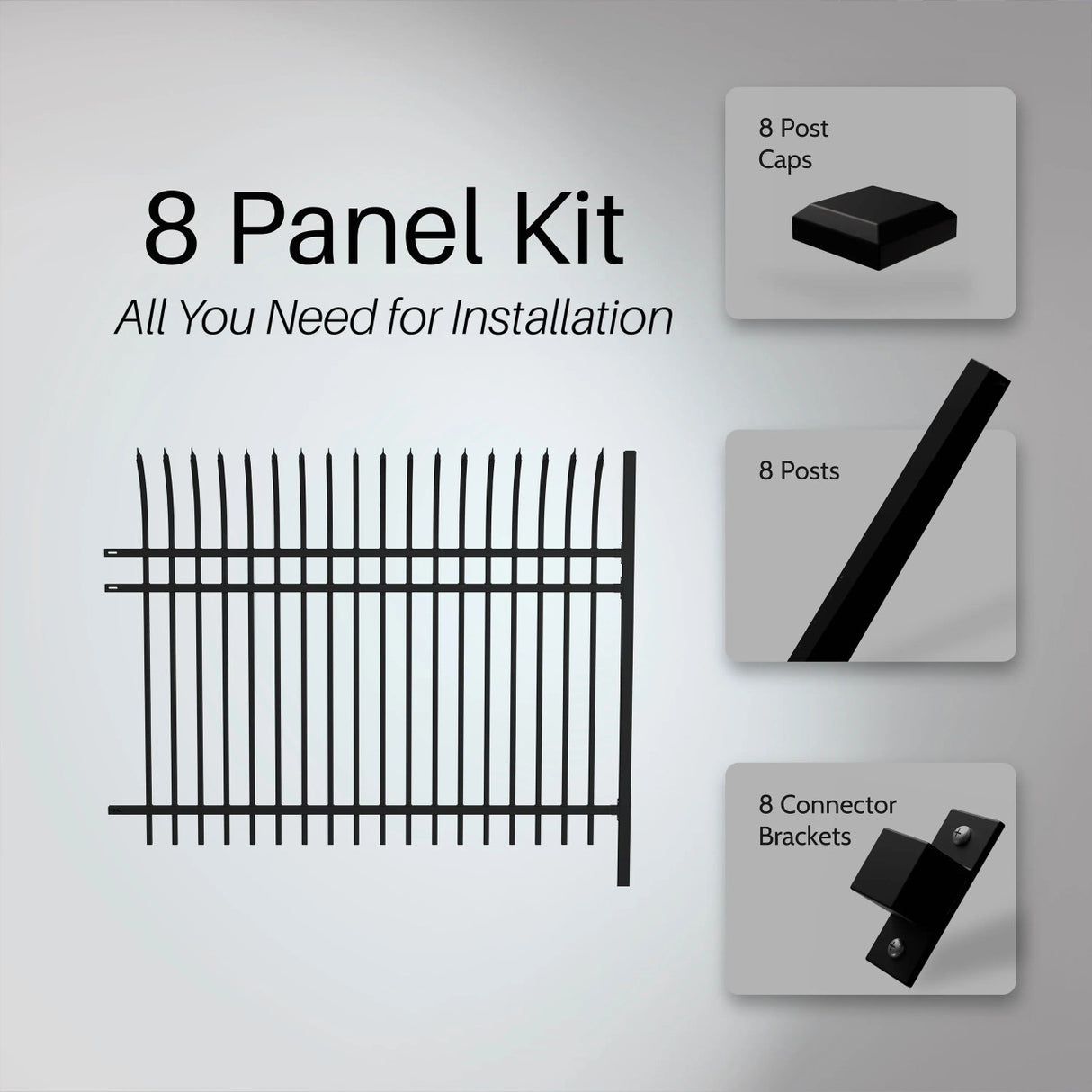 Aleko Commercial Grade 8-Panel Steel Fence Kit – Athens – 8x6 ft. Each