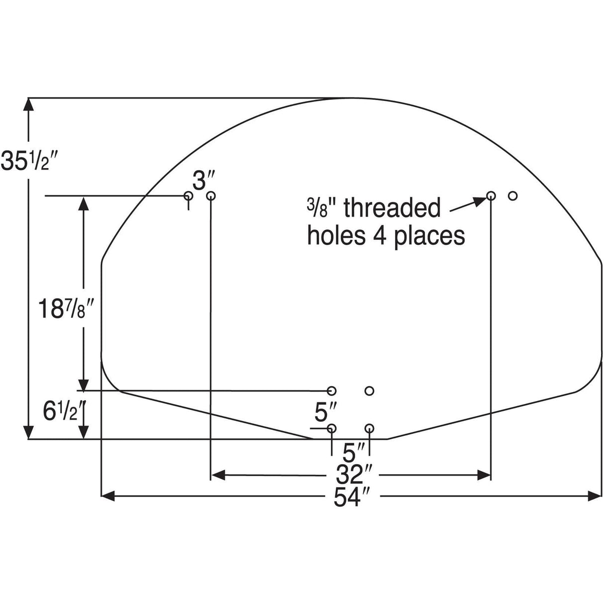 Bison 35-½” x 54″ Aluminum Fan Shaped Backboard BA475SS