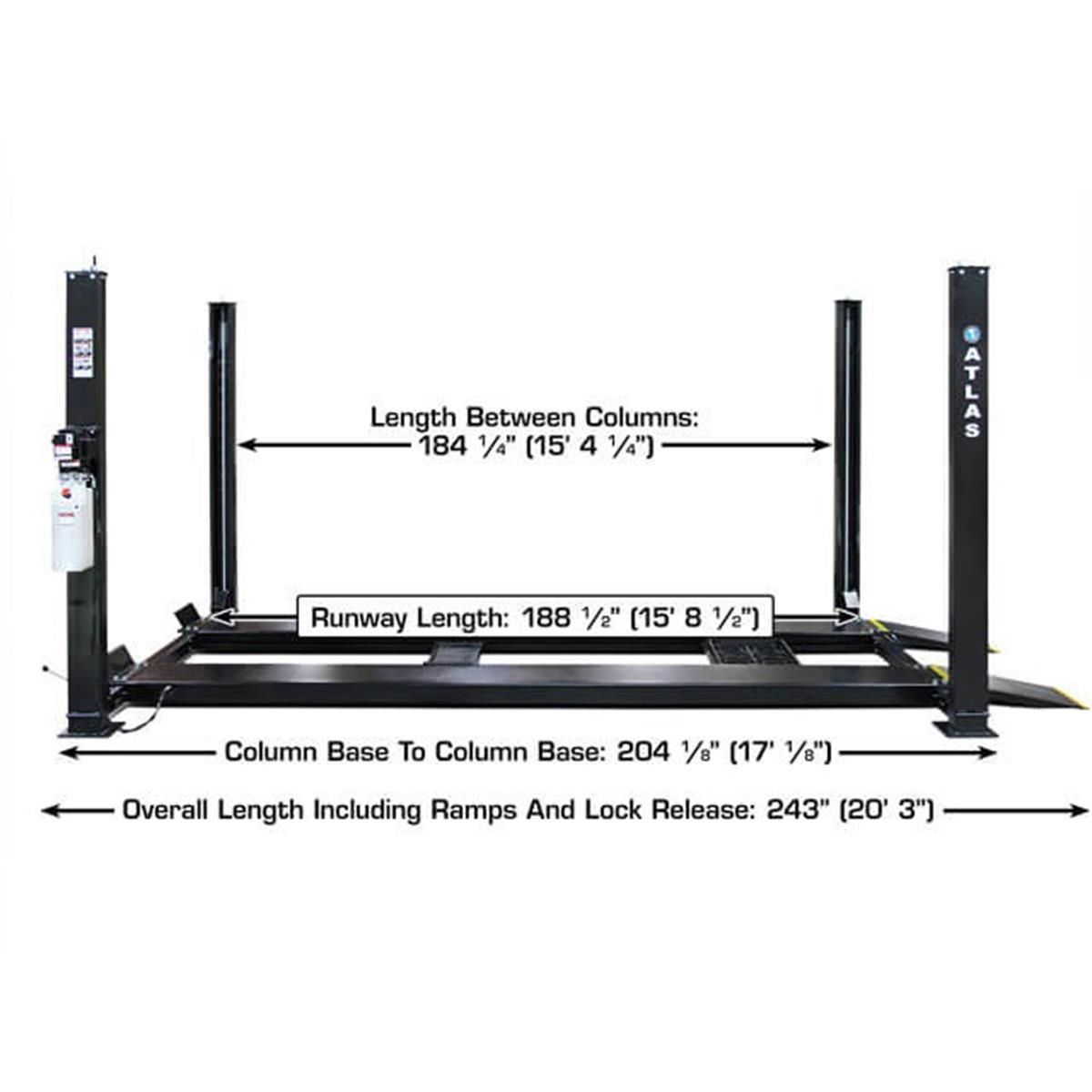 Atlas Apex 9 ALI Certified 9,000 lb 4-Post Lift
