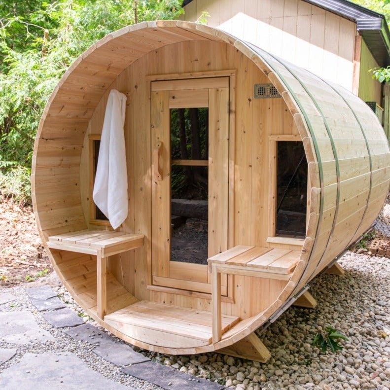 Dundalk Leisurecraft Tranquility Barrel Sauna Canadian Timber 6 Person | CTC2345W