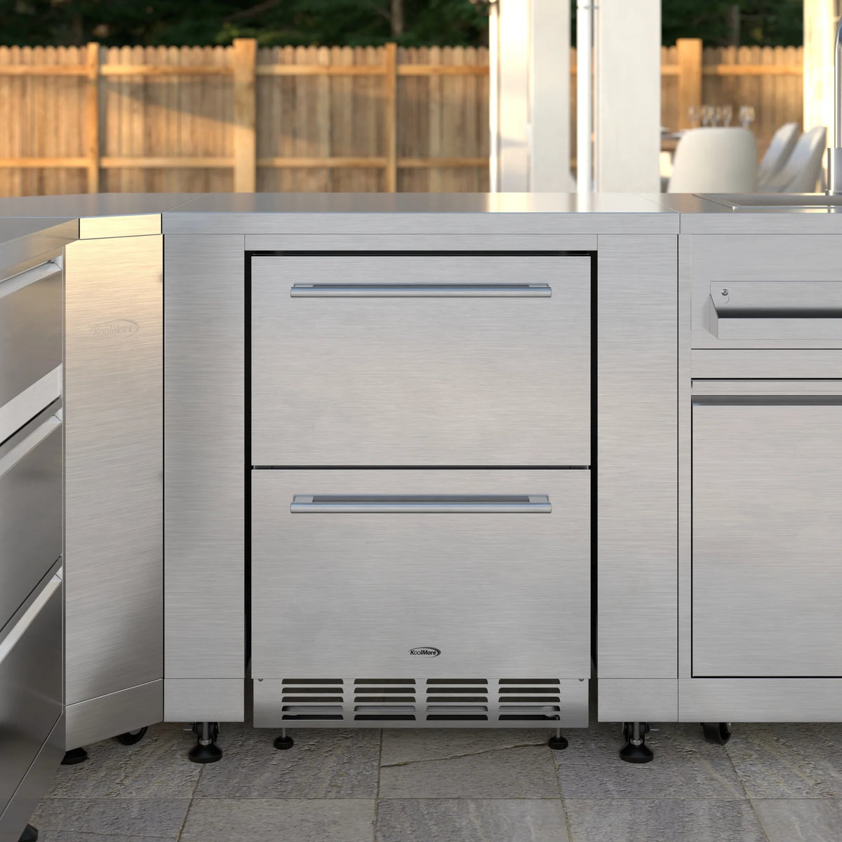 24 in. Built-in Two-Drawer Outdoor Refrigerator in Stainless-Steel