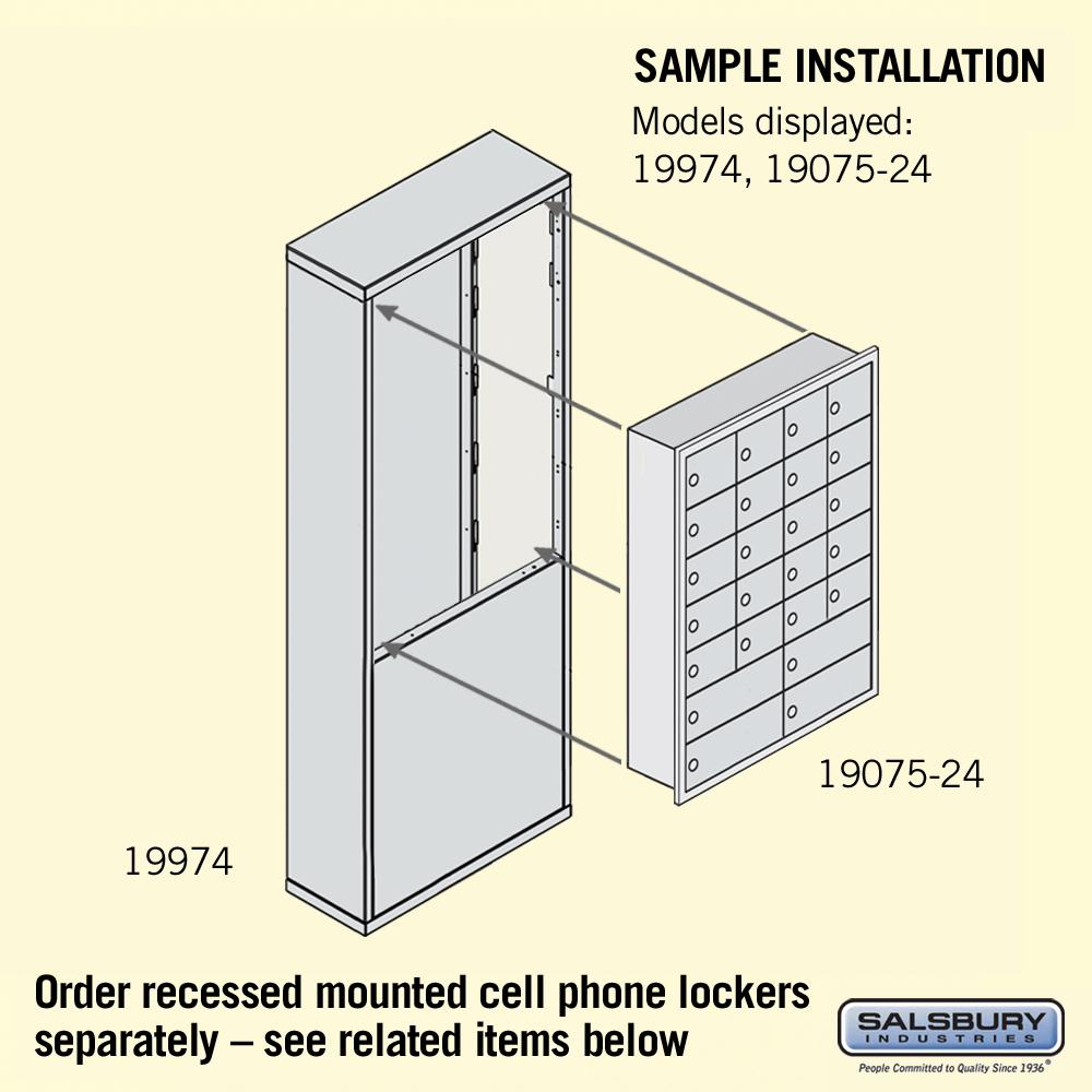 Free-Standing Enclosure for #19178-24 and #19178-28 - Recessed Mounted Cell Phone Lockers - Aluminum by Salsbury