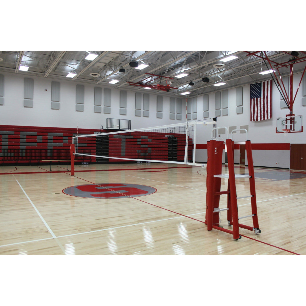 Gared Rallyline Scholastic 3-1/2" OD Telescopic One-Court Volleyball System 6100