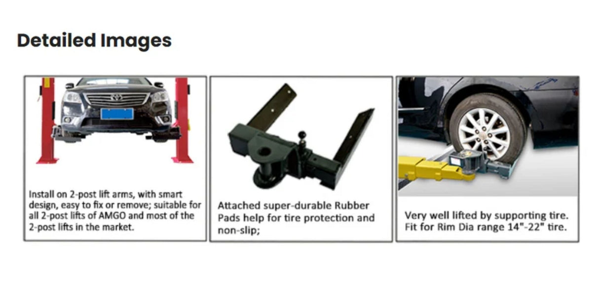 AMGO Adjustable Wheel Support Adapter, Optional Accessories For Two Post Lifts