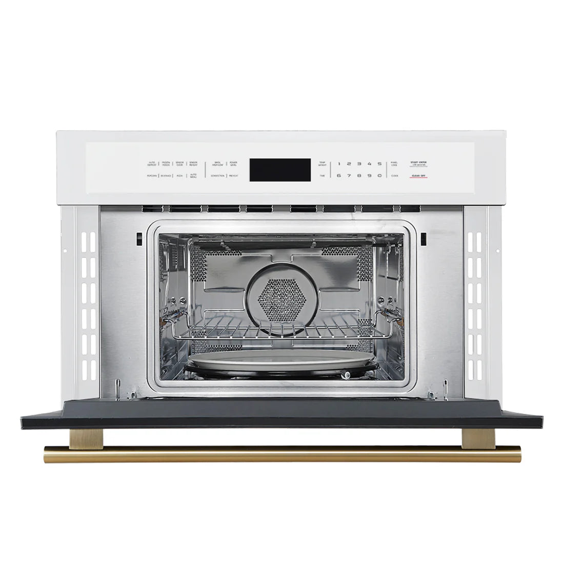 FORNO Espresso Oliena 30" 1.6 cu. ft. Built-In Microwave Oven in White with Antique Brass Handles, FMWDR3093-30WHT