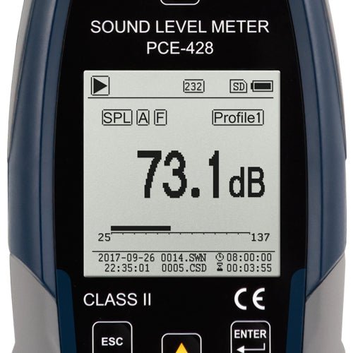 PCE 428 Class 2 Decibel Sound Meter (25 - 136dB)