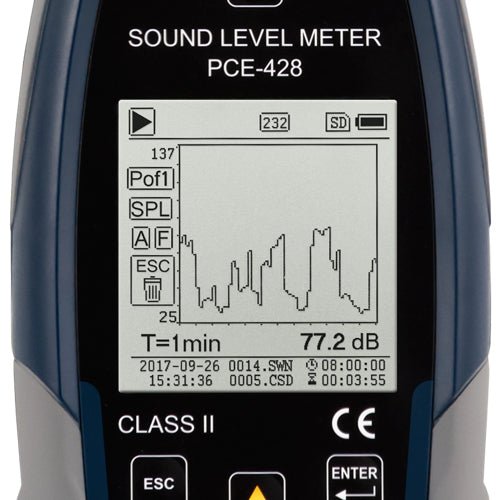 PCE 428 Class 2 Decibel Sound Meter (25 - 136dB)