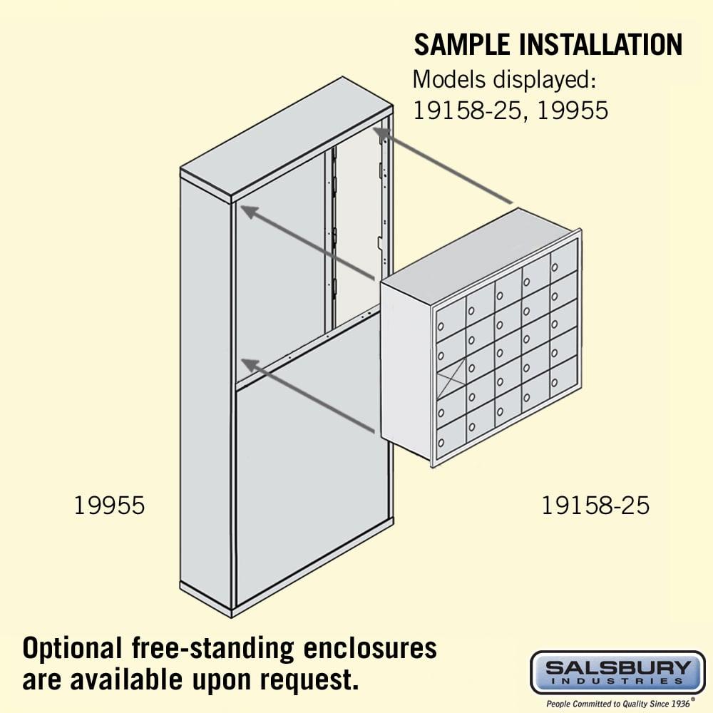 Recessed Mounted Cell Phone Storage Locker with 25 A Doors (24 usable) in Aluminum - Keyed Locks by Salsbury