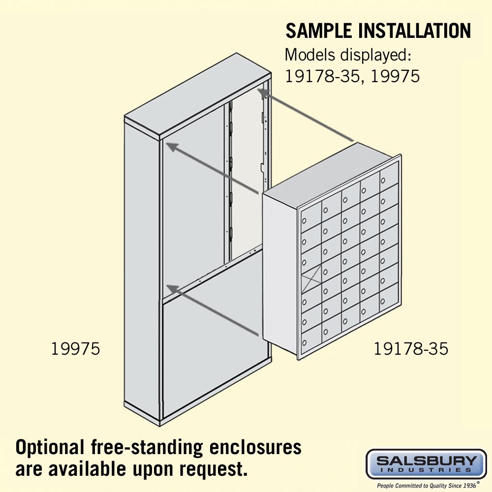 Recessed Mounted Cell Phone Storage Locker with 35 A Doors (34 usable) in Aluminum - Keyed Locks by Salsbury