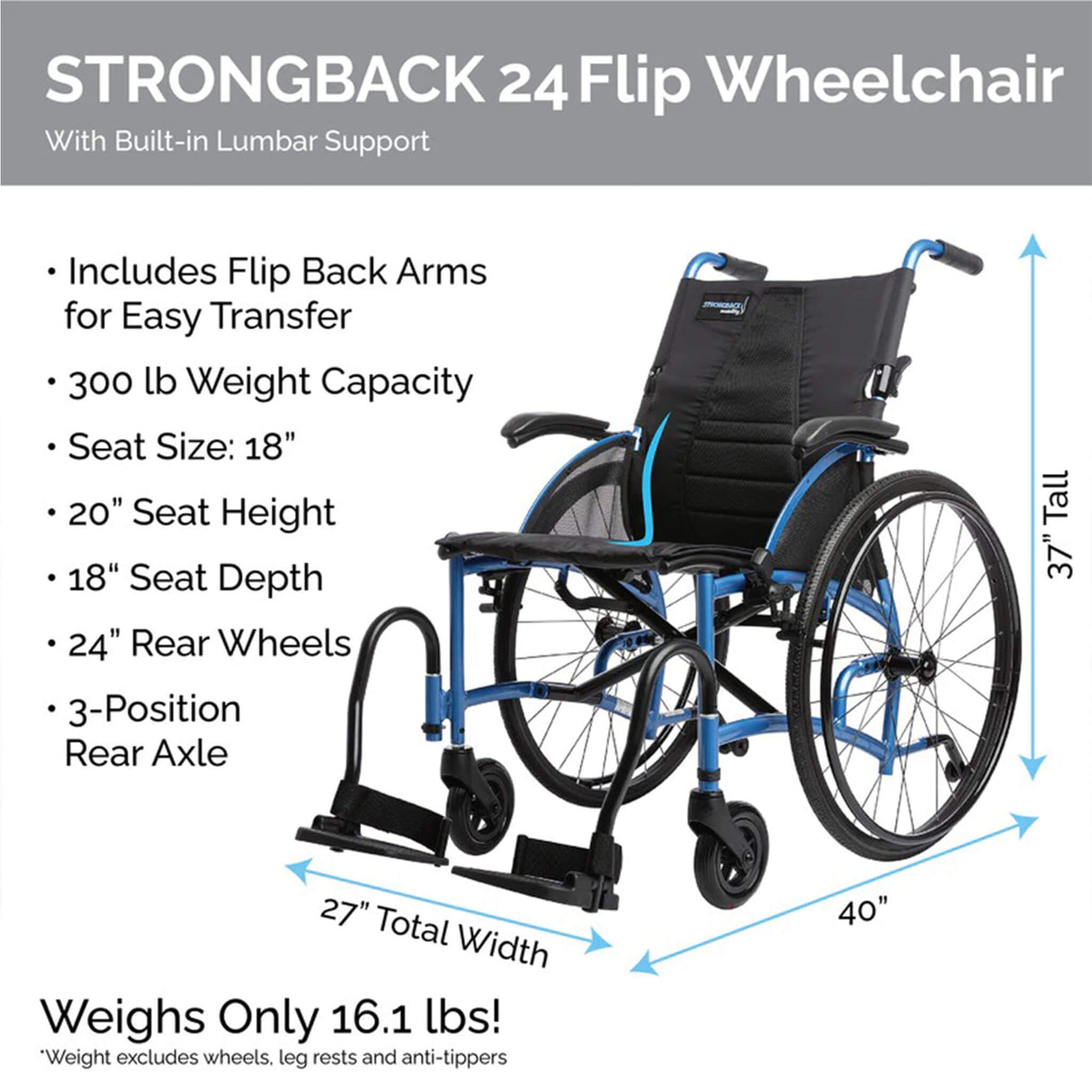 STRONGBACK 24 Flip Wheelchair | Compact And Versatile