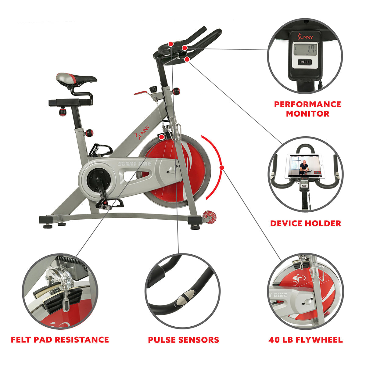 Sunny & Fitness Fitness Pro II Stationary Indoor Cycling Bike