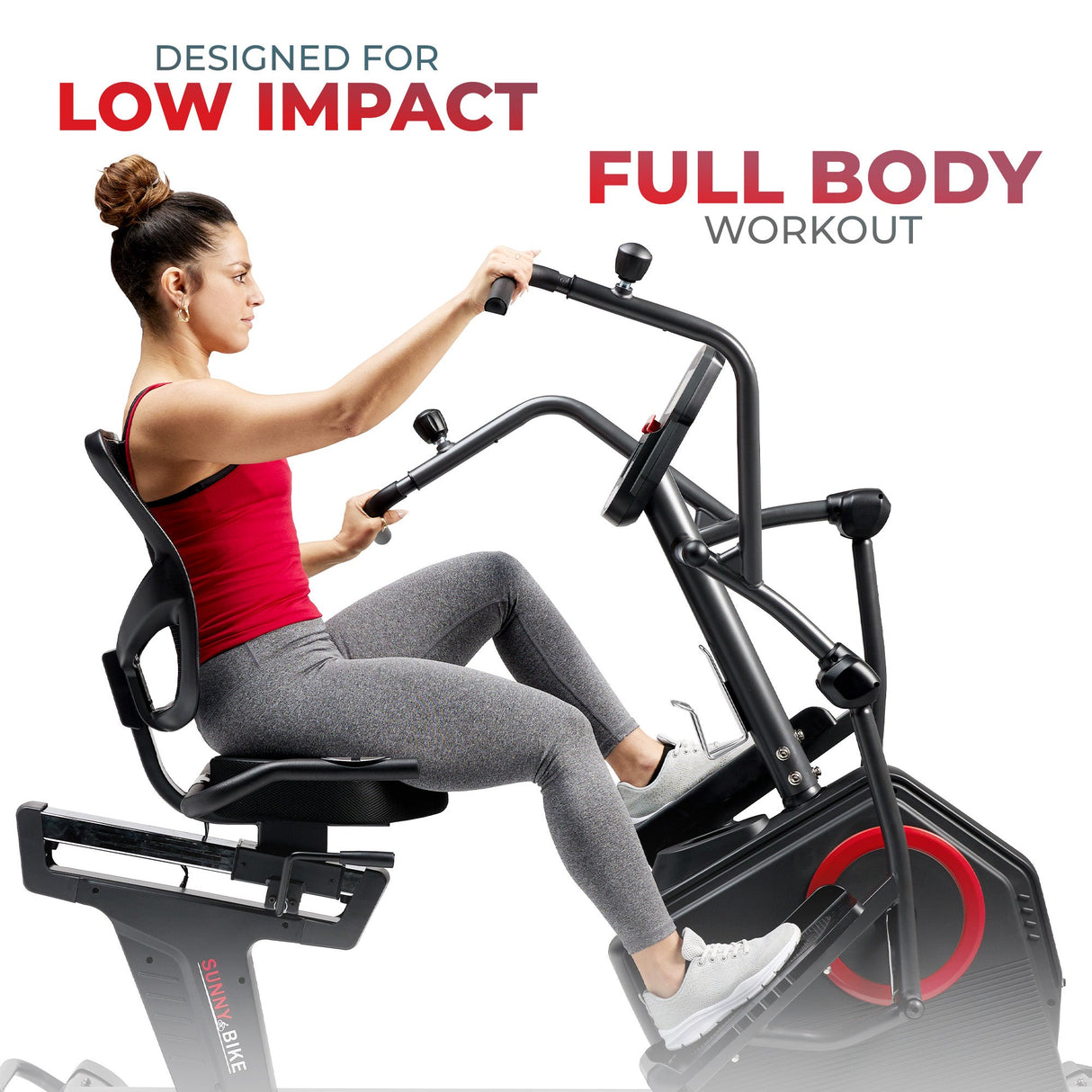 Sunny Health Fitness Premium Smart Programmable Electro-Magnetic Resistance Recumbent Elliptical Cross Trainer