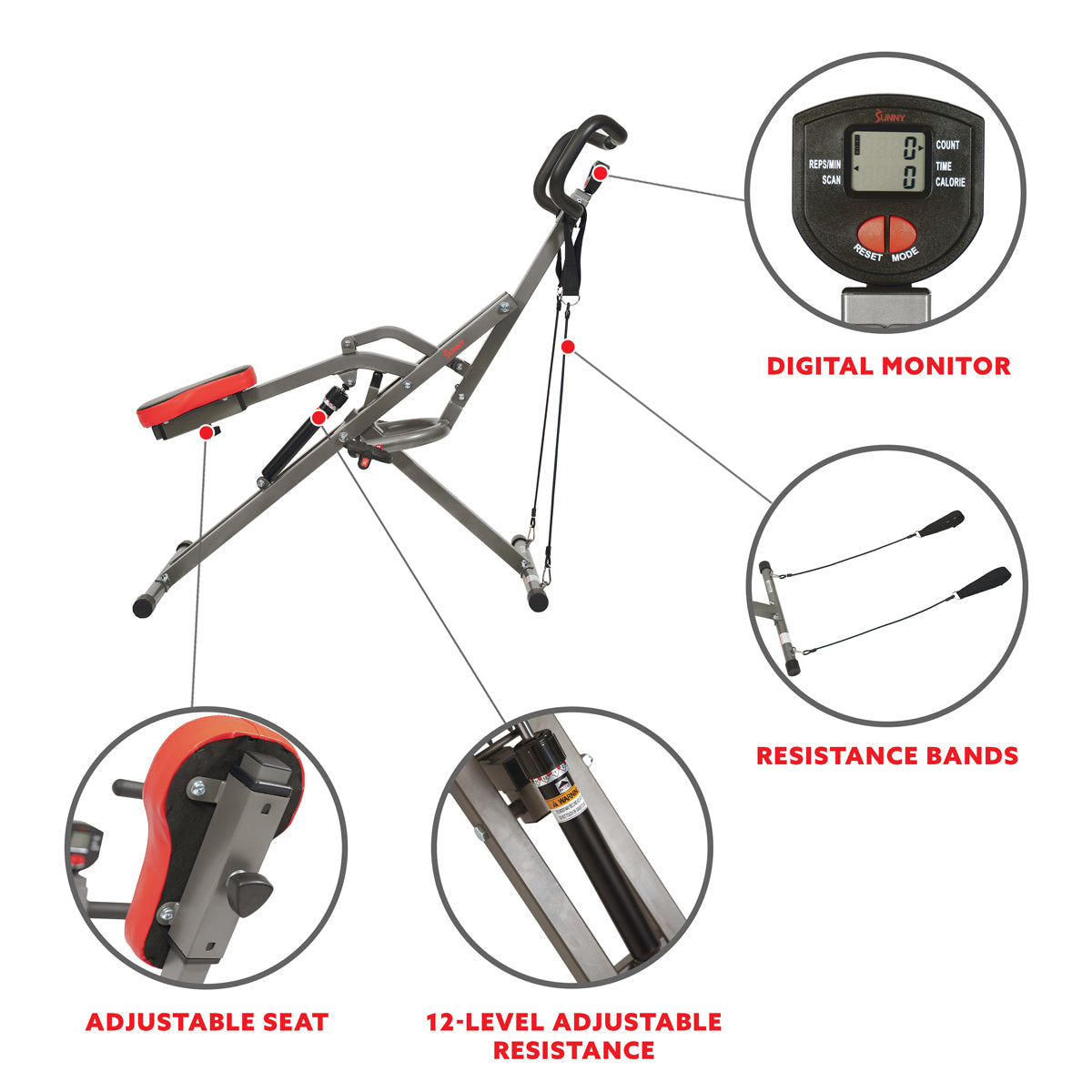Sunny Health & Fitness Row-N-Ride® Sunny Strength™ PRO Squat Assist Trainer
