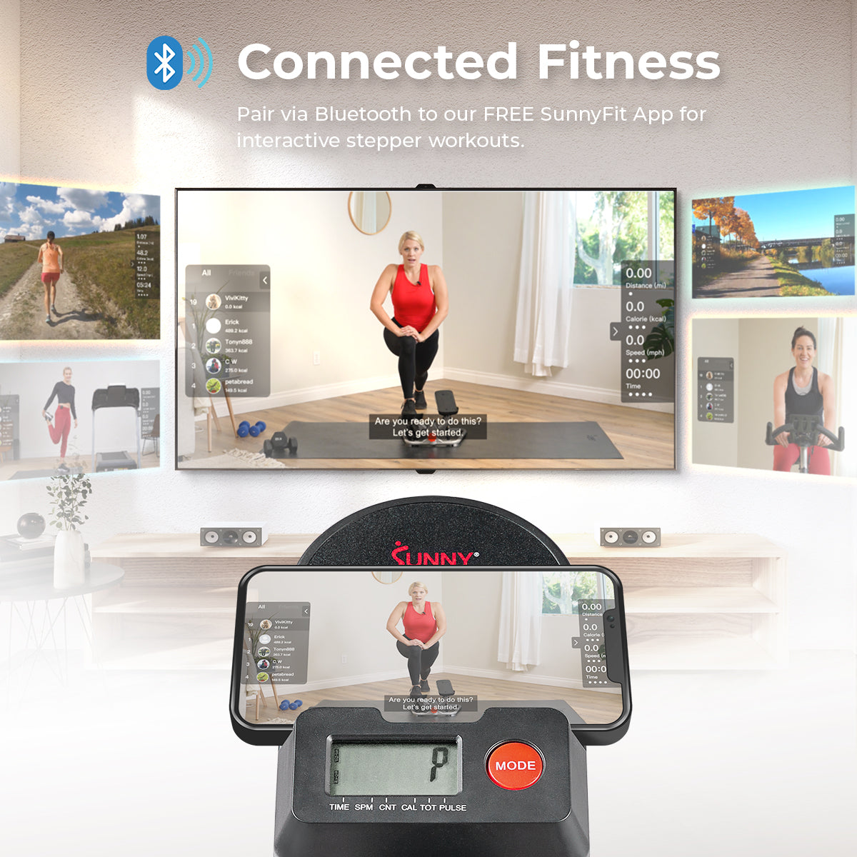 Sunny Health & Fitness Smart Extra Long Range Climber Stepper with Handlebar