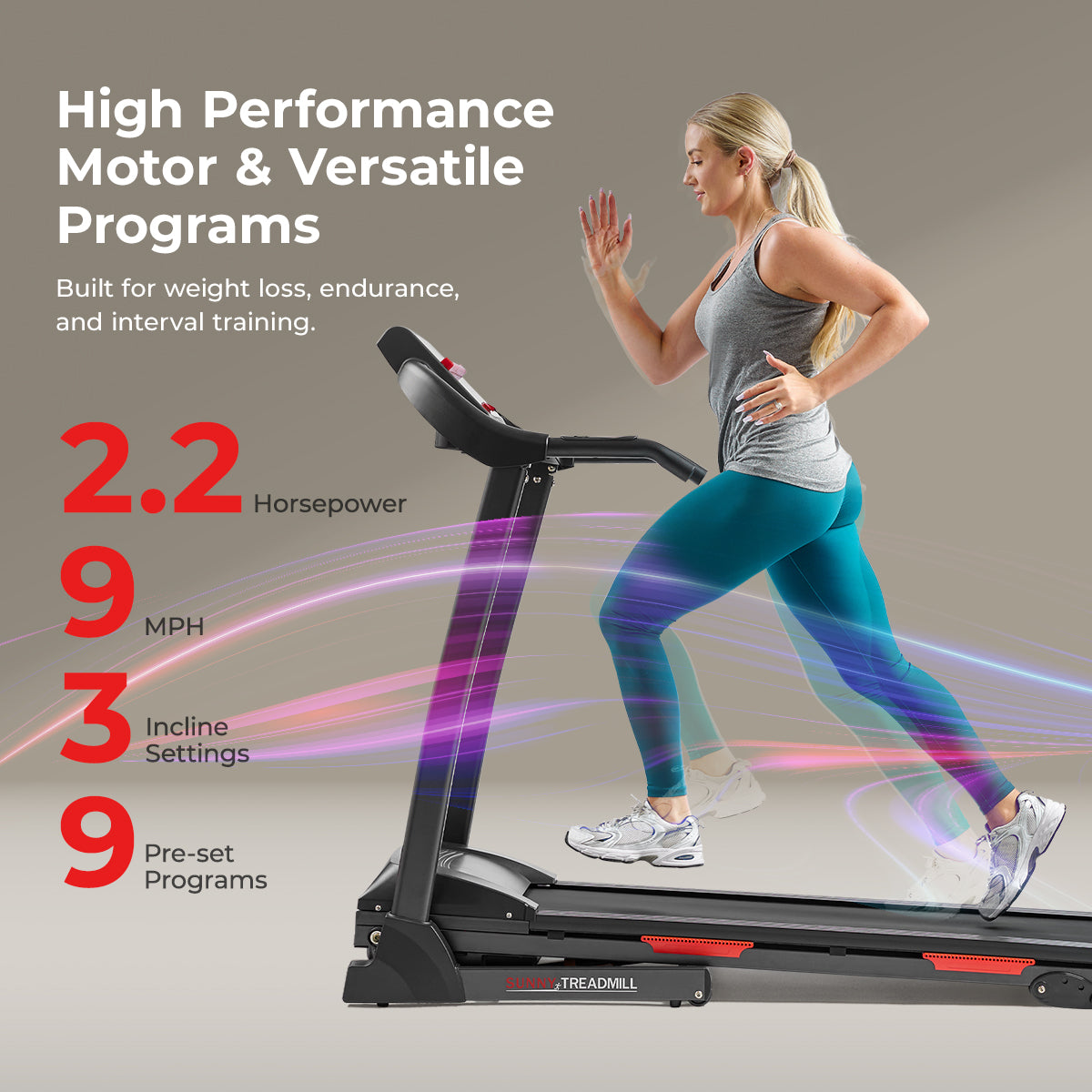 Sunny Health & Fitness Smart Motorized Treadmill with Manual Incline
