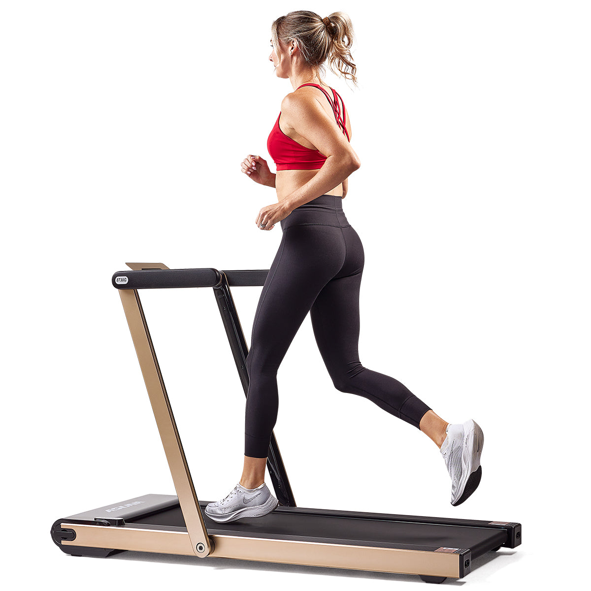 Sunny Health & Fitness Space Saving Commercial Treadmill, Slim Motorized Asuna w/ Speakers